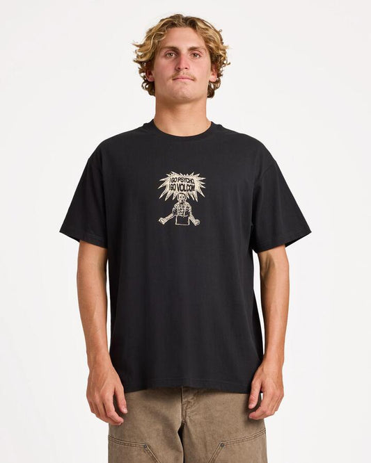 Image of T-Shirts. Product name - Volcom Mens I Go Psycho T-Shirt Black in Black colour by brand - Volcom