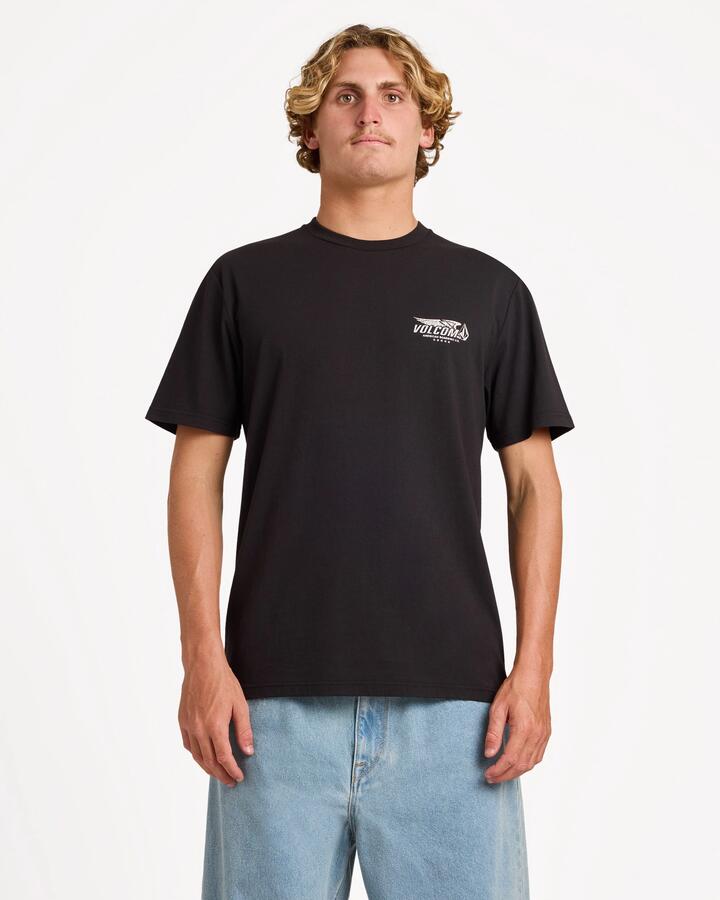 Image of T-Shirts. Product name - Volcom Mens Overdrive T-Shirt Black in Black colour by brand - Volcom