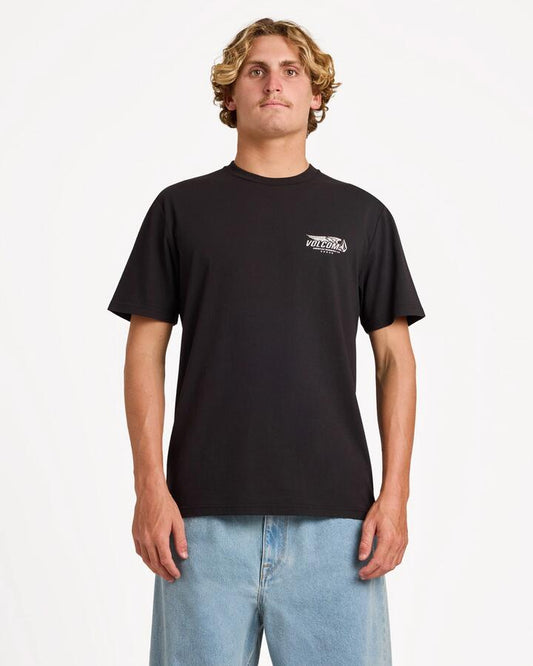 Image of T-Shirts. Product name - Volcom Mens Overdrive T-Shirt Black in Black colour by brand - Volcom