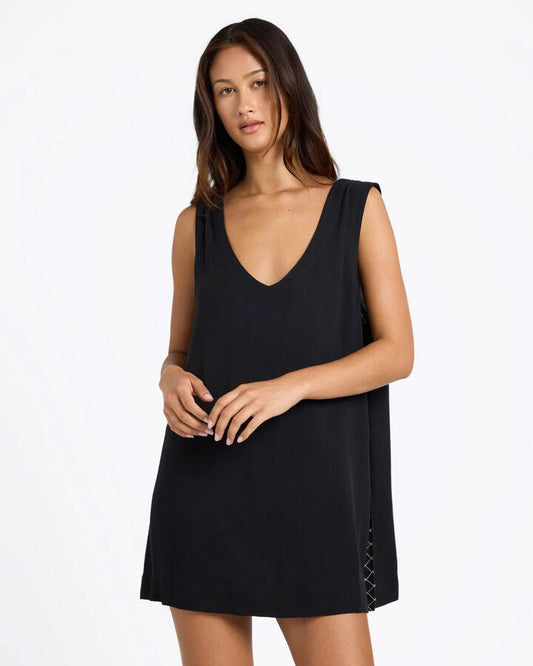 Image of Dresses. Product name - Volcom Womens Bloomz Mini Dress Black in Black colour by brand - Volcom