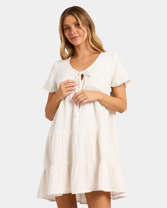 Image of Dresses. Product name - Billabong Womens Sutton Mini Dress Salt Crystal in Salt Crystal colour by brand - Billabong