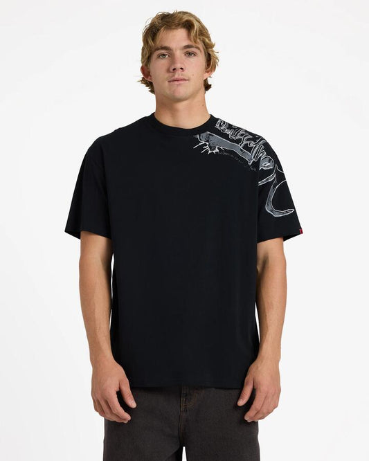 Image of T-Shirts. Product name - Quiksilver Mens Yg Scrawled Oversized T-Shirt Black in Black colour by brand - Quiksilver