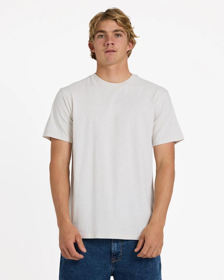 Image of T-Shirts. Product name - Quiksilver Mens Salt Water Crew T-Shirt Snow White Heather in Snow White Heather colour by brand - Quiksilver