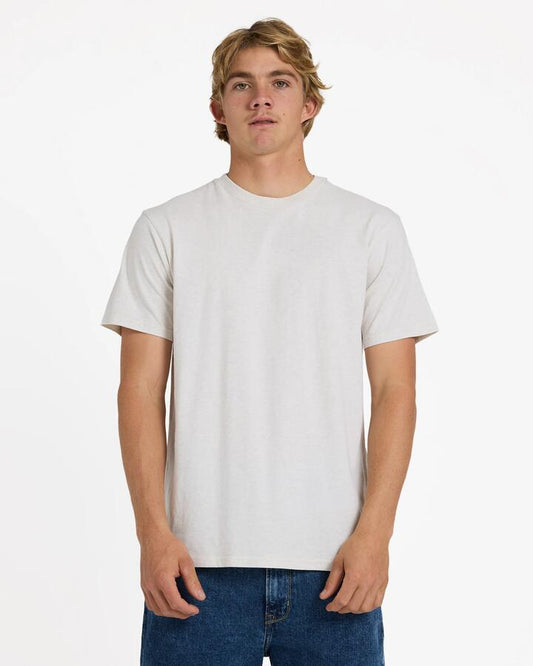 Image of T-Shirts. Product name - Quiksilver Mens Salt Water Crew T-Shirt Snow White Heather in Snow White Heather colour by brand - Quiksilver