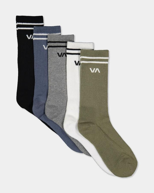 Image of Socks. Product name - Rvca Mens Union 5 Pack Sport Socks Multi in Multi colour by brand - Rvca