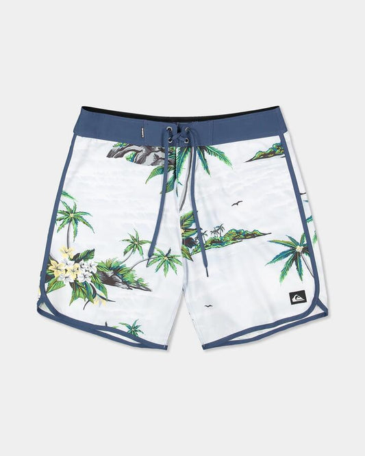 Image of Swimwear. Product name - Quiksilver Mens Surfsilk Scallop 18" Boardshorts Sky Way Island Breeze in Sky Way Island Breeze colour by brand - Quiksilver