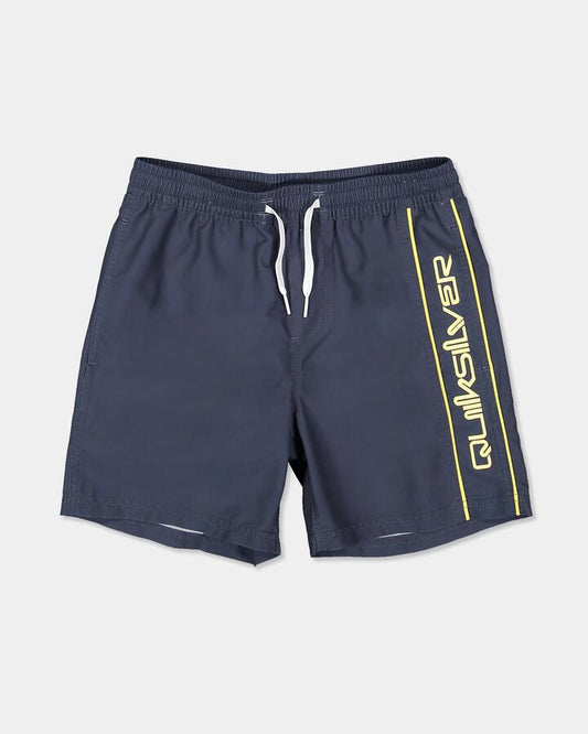 Image of a model wearing Shorts. Product name - Quiksilver Boys 8-16 Everyday Vert 14" Volley Shorts Mood Indigo in Mood Indigo colour by brand - Quiksilver