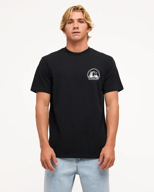 Image of T-Shirts. Product name - Quiksilver Mens Clean Circle T-Shirt Black in Black colour by brand - Quiksilver