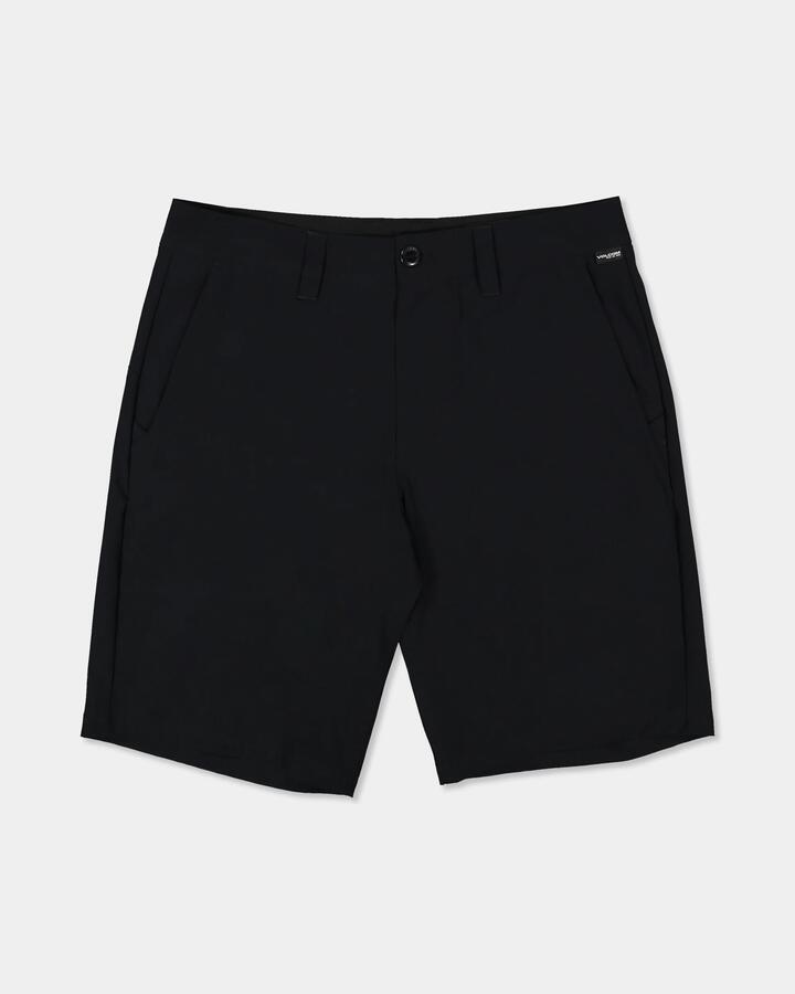 Image of a model wearing Shorts. Product name - Volcom Mens Frickin Cross Shred 20" Walkshorts Black in Black colour by brand - Volcom