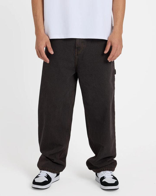 Image of Jeans. Product name - Quiksilver Mens Yg Baggy Denim Pants Black Black Tint Brown in Black Black Tint Brown colour by brand - Quiksilver