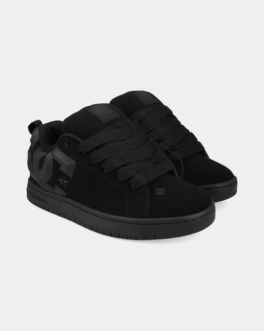 Image of Shoes. Product name - DC Shoes Mens Court Graffik Skate Shoes Black/Black/Grey in Black/Black/Grey colour by brand - DC Shoes