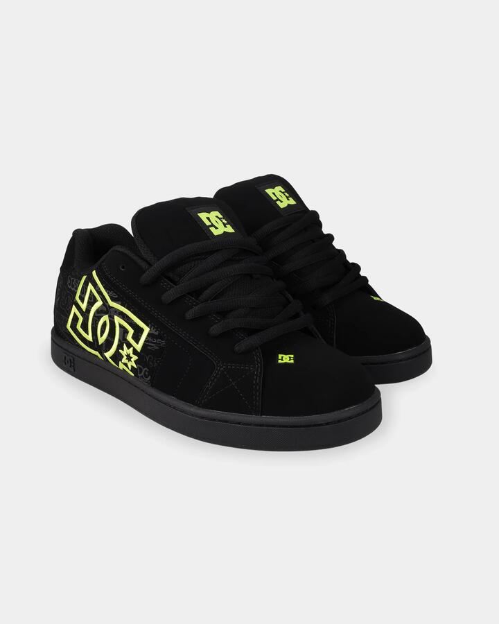 Image of Sneakers. Product name - DC Shoes Mens Net Sneakers Black/Black/Lime in Black/Black/Lime colour by brand - DC Shoes