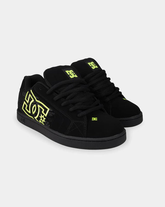 Image of Sneakers. Product name - DC Shoes Mens Net Sneakers Black/Black/Lime in Black/Black/Lime colour by brand - DC Shoes