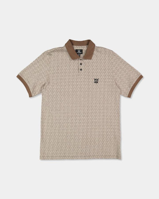 Image of Shirts. Product name - Volcom Mens Stonelord Polo Short Sleeve Shirts Brown Stone in Brown Stone colour by brand - Volcom