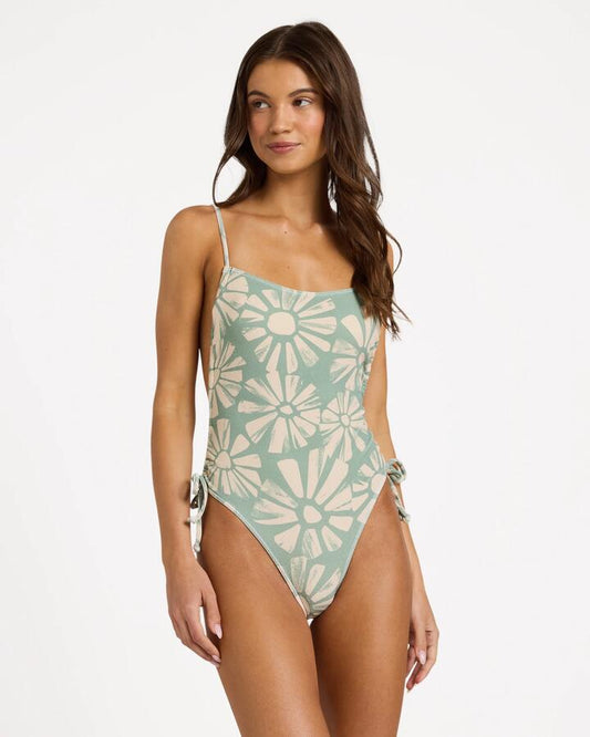 Image of Swimwear. Product name - Roxy Womens Suntribe One Piece Swimsuit Matcha in Matcha colour by brand - Roxy