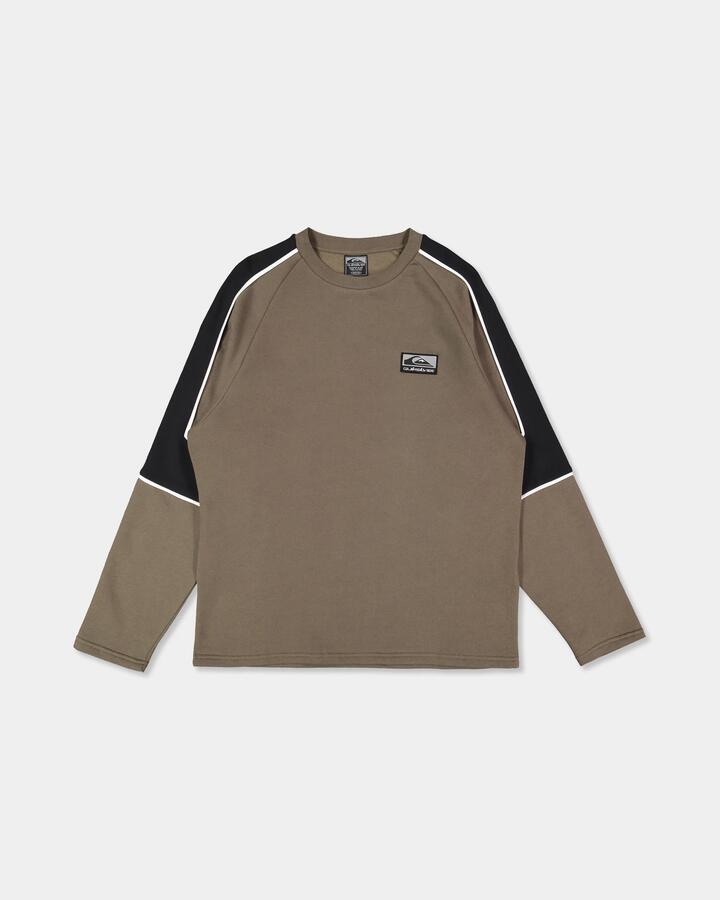 Image of Accessories. Product name - Quiksilver Mens Lines Panel Crew Neck Canteen in Canteen colour by brand - Quiksilver