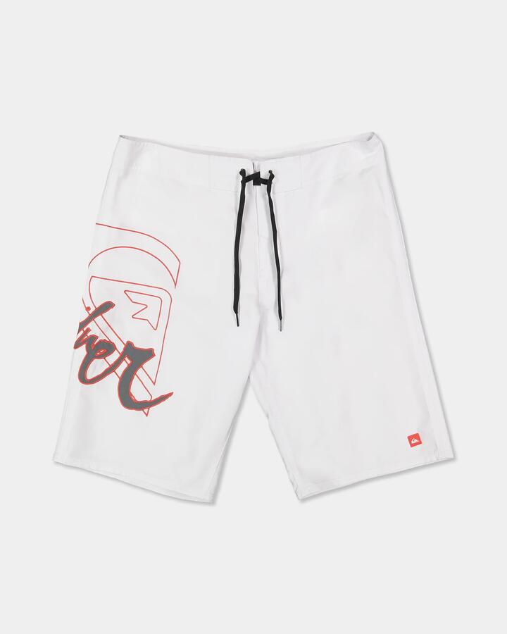 Image of Swimwear. Product name - Quiksilver Mens Scrawl 22" Boardshorts White in White colour by brand - Quiksilver