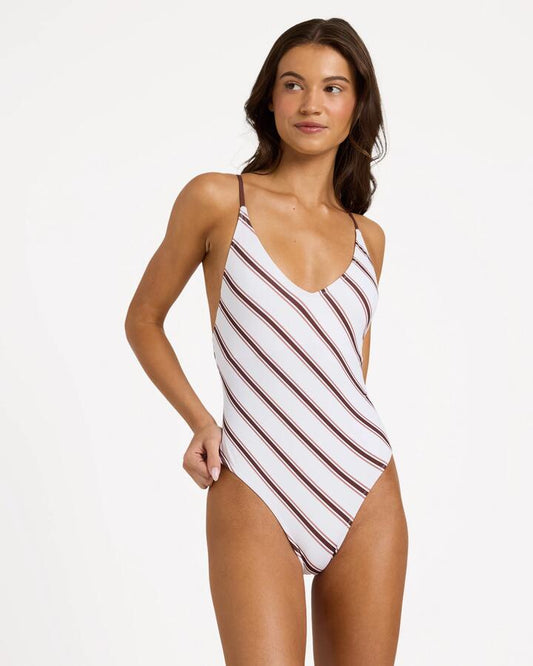 Image of Swimwear. Product name - Roxy Womens Sol Rays One Piece Swimsuit White in White colour by brand - Roxy