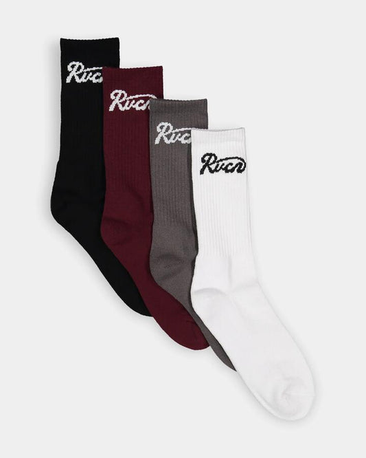 Image of Socks. Product name - Rvca Mens Rvca Seasonal 4 Pack Sport Socks Multi in Multi colour by brand - Rvca