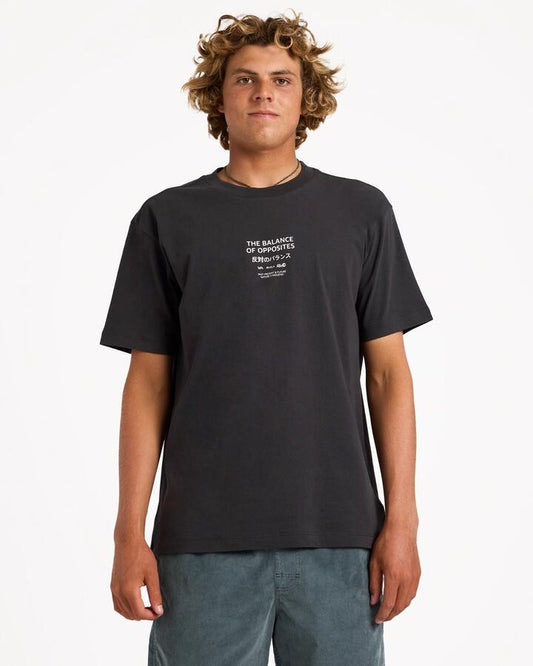Image of T-Shirts. Product name - Rvca Mens Palm Reel T-Shirt Pirate Black in Pirate Black colour by brand - Rvca