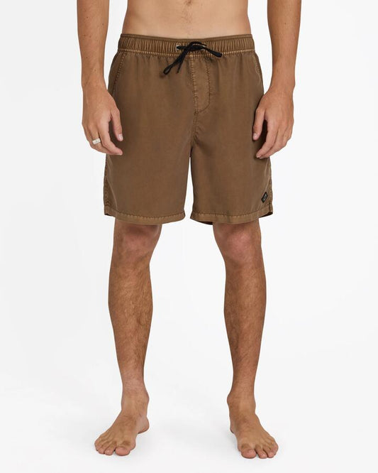 Image of Swimwear. Product name - Billabong Mens All Day Overdye Layback 17" Boardshorts Coffee Bean in Coffee Bean colour by brand - Billabong