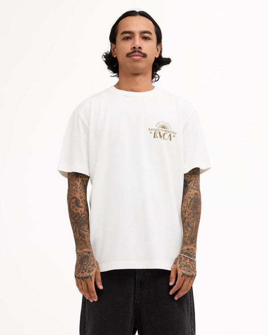 Image of T-Shirts. Product name - Rvca Mens Sun Industries T-Shirt Antique White in Antique White colour by brand - Rvca