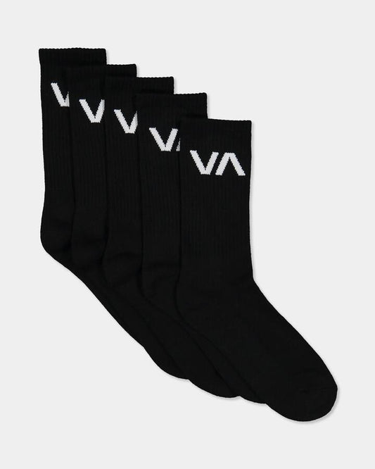 Image of Socks. Product name - Rvca Mens Va 5 Pack Sport Socks Black in Black colour by brand - Rvca
