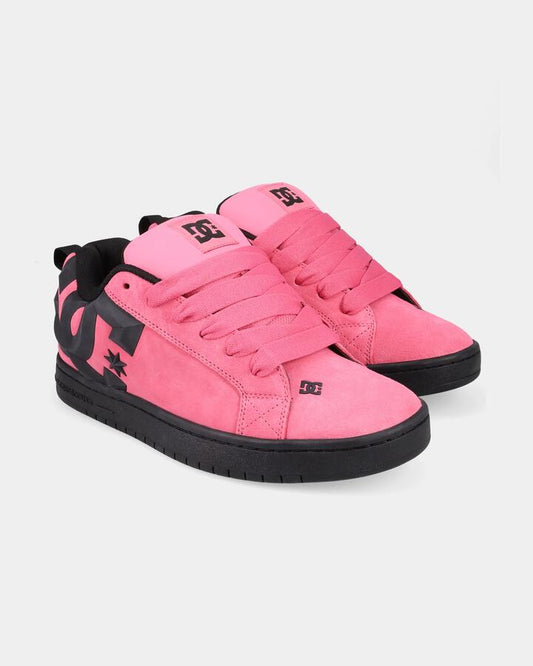 Image of Shoes. Product name - DC Shoes Mens Court Graffik Skate Shoes Pink/Pink/Black in Pink/Pink/Black colour by brand - DC Shoes