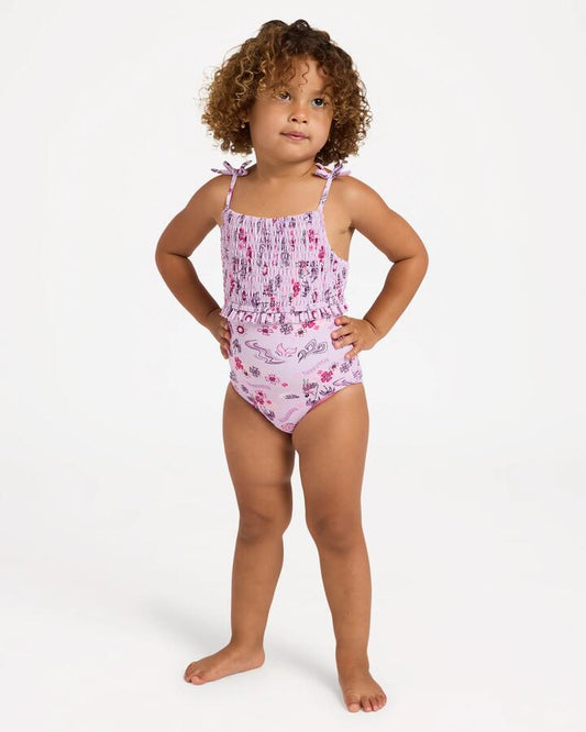 Image of Swimwear. Product name - Billabong Girls 0-5 Hula Haze One Piece Swimsuit Orchid in Orchid colour by brand - Billabong