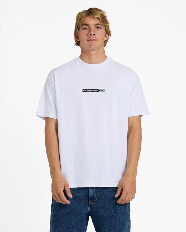 Image of T-Shirts. Product name - Quiksilver Mens Omni Oversized Bar T-Shirt White in White colour by brand - Quiksilver