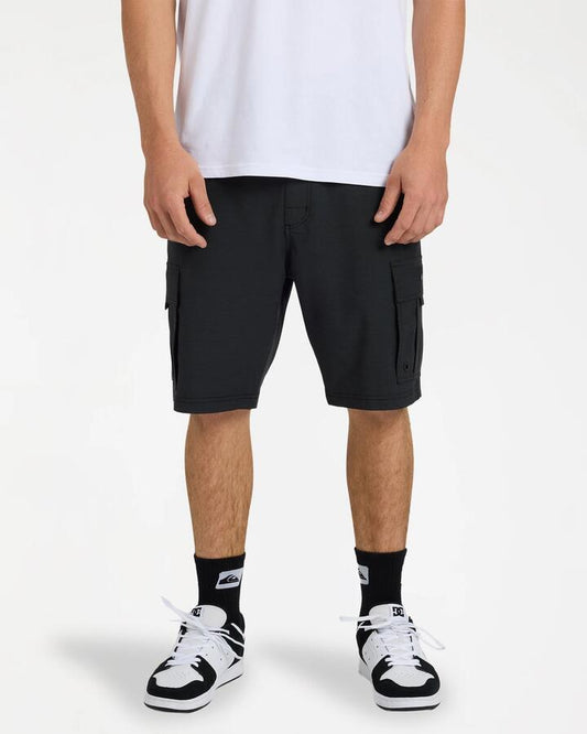 Image of a model wearing Shorts. Product name - Quiksilver Mens Endurance 20" Walkshorts Black in Black colour by brand - Quiksilver
