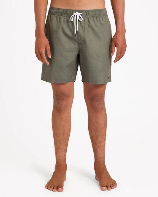 Image of Swimwear. Product name - Rvca Mens Opposites Elastic 19" Boardshorts Fatigue in Fatigue colour by brand - Rvca