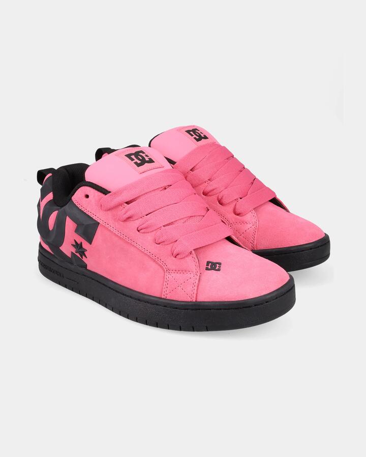 Image of Shoes. Product name - DC Shoes Mens Court Graffik Skate Shoes Pink/Pink/Black in Pink/Pink/Black colour by brand - DC Shoes
