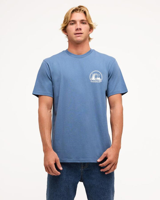 Image of T-Shirts. Product name - Quiksilver Mens Clean Circle T-Shirt China Blue in China Blue colour by brand - Quiksilver