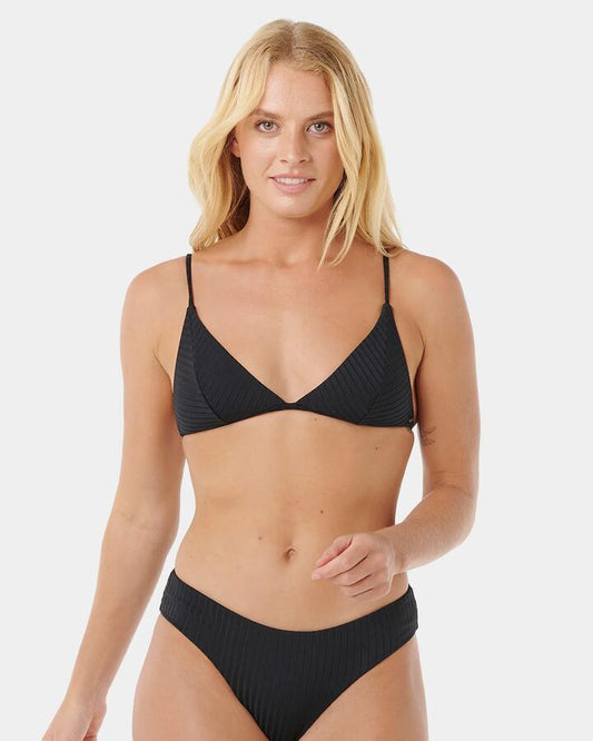 Image of Swimwear. Product name - Rip Curl Womens Premium Surf Banded Fix Tri Bikini Top Black in Black colour by brand - Rip Curl