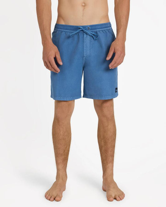 Image of a model wearing Shorts. Product name - Quiksilver Mens Everyday Surfwash 17" Volley Shorts Quiet Harbor in Quiet Harbor colour by brand - Quiksilver