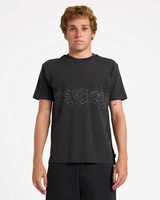 Image of T-Shirts. Product name - Rvca Mens Seeing Stars T-Shirt Grey in Grey colour by brand - Rvca