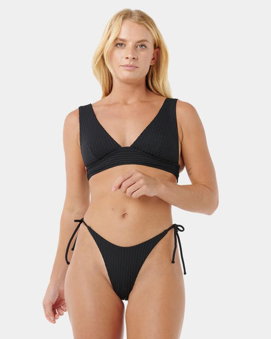 Image of Swimwear. Product name - Rip Curl Womens Premium Surf D-Dd Deep-V Bikini Top Black in Black colour by brand - Rip Curl