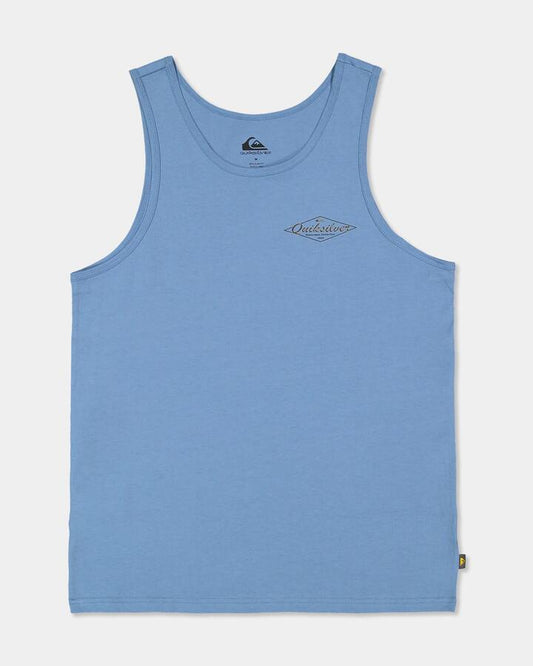 Image of a model wearing Tops. Product name - Quiksilver Mens Birdsnest Tank Coronet Blue in Coronet Blue colour by brand - Quiksilver