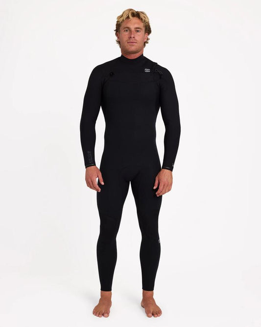 Image of Wetsuits. Product name - Billabong Mens 4/3 Furnace Revo Chest Zip Wetsuit Black in Black colour by brand - Billabong