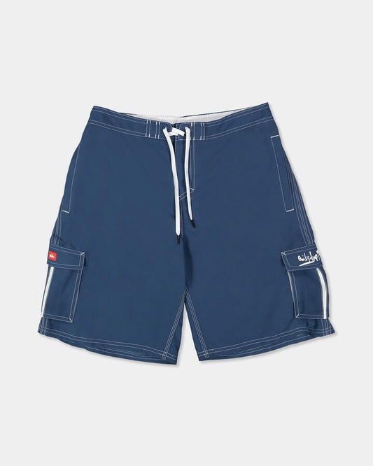 Image of a model wearing Shorts. Product name - Quiksilver Mens Karva Half Jam 21" Volley Shorts Dark Denim in Dark Denim colour by brand - Quiksilver