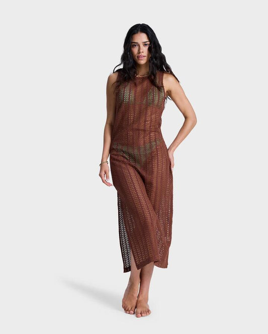 Image of Dresses. Product name - Roxy Womens Playa Mood Cover Up Dress Cappuccino in Cappuccino colour by brand - Roxy