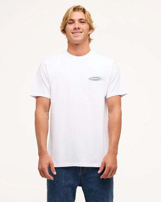 Image of T-Shirts. Product name - Quiksilver Mens Double Disk T-Shirt White in White colour by brand - Quiksilver