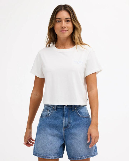 Image of T-Shirts. Product name - Roxy Womens Oz Backside Sun T-Shirt Cloud Dancer in Cloud Dancer colour by brand - Roxy