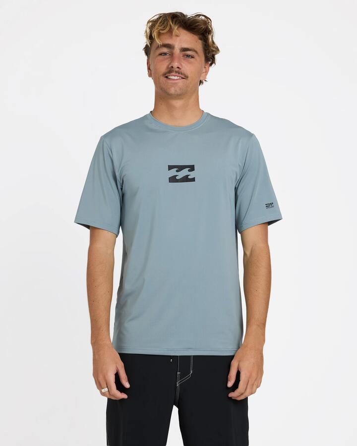 Image of Wetsuits. Product name - Billabong Mens All Day Wave Rashguard Blue Fog in Blue Fog colour by brand - Billabong