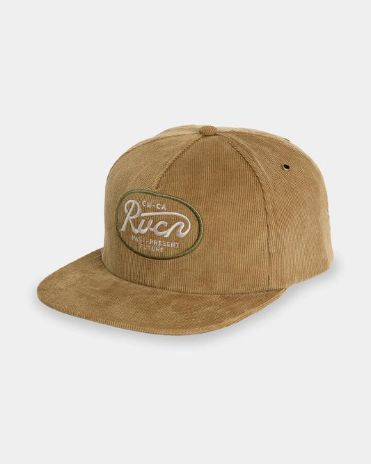 Image of Hats. Product name - Rvca Mens Standard Script 5 Panel Cap Coyote in Coyote colour by brand - Rvca