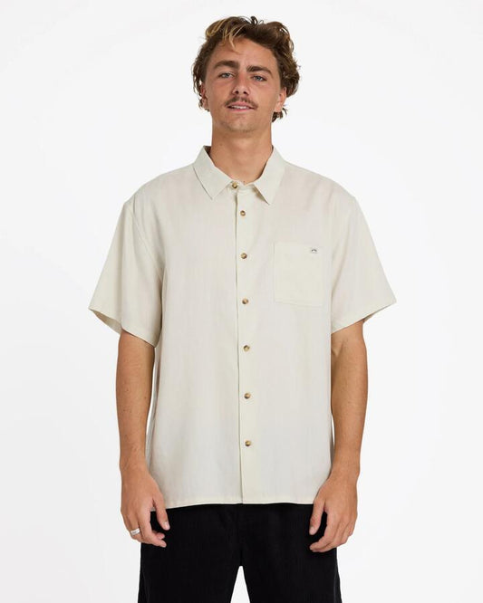 Image of Shirts. Product name - Billabong Mens Ricardo Short Sleeve Shirt Natural in Natural colour by brand - Billabong