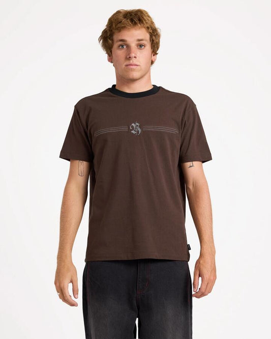 Image of T-Shirts. Product name - Rvca Mens Rvca Speed T-Shirt Chocolate in Chocolate colour by brand - Rvca