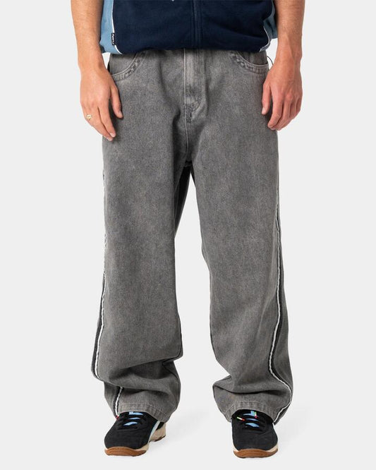 Image of Jeans. Product name - Rusty Mens Flip Daddy 2.0 Denim Jeans Washed Black / Grey in Washed Black / Grey colour by brand - Rusty