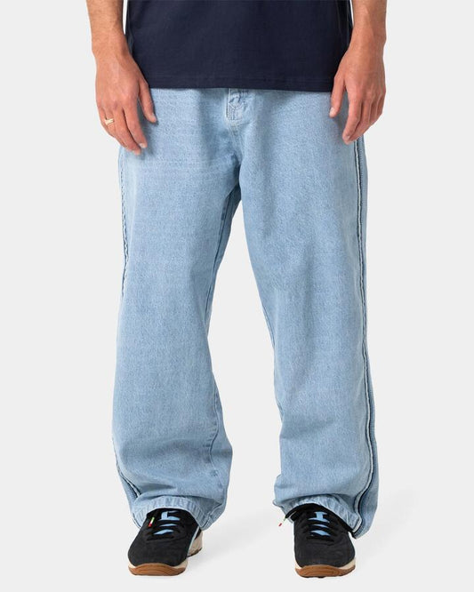 Image of Jeans. Product name - Rusty Mens Flip Daddy 2.0 Denim Jeans True Blue / Grey in True Blue / Grey colour by brand - Rusty